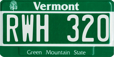 VT license plate RWH320