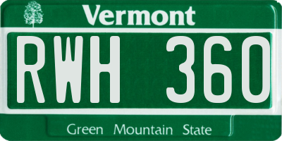 VT license plate RWH360