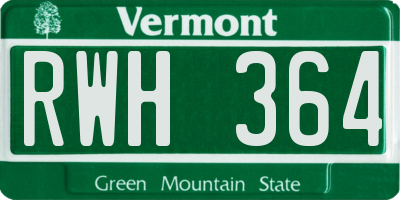 VT license plate RWH364