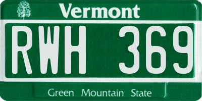 VT license plate RWH369