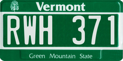 VT license plate RWH371