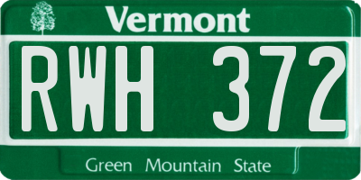 VT license plate RWH372