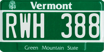 VT license plate RWH388