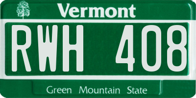 VT license plate RWH408