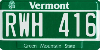 VT license plate RWH416