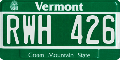 VT license plate RWH426