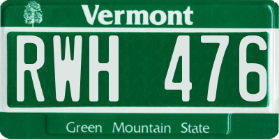 VT license plate RWH476