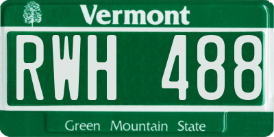 VT license plate RWH488