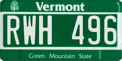 VT license plate RWH496