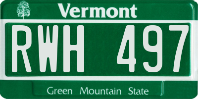 VT license plate RWH497
