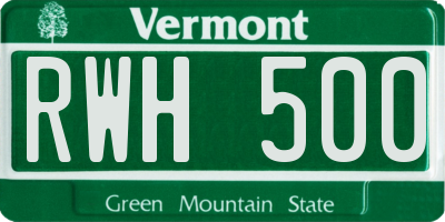 VT license plate RWH500