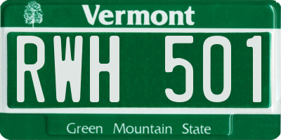 VT license plate RWH501