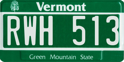 VT license plate RWH513