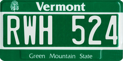 VT license plate RWH524