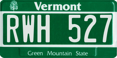 VT license plate RWH527