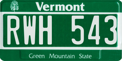 VT license plate RWH543