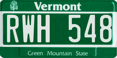 VT license plate RWH548