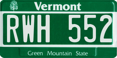 VT license plate RWH552