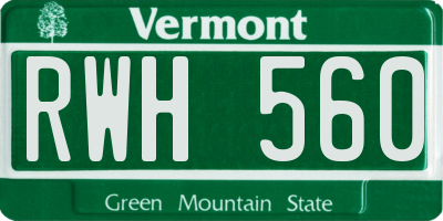 VT license plate RWH560