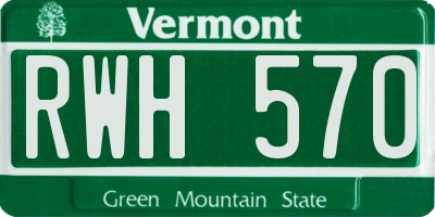 VT license plate RWH570