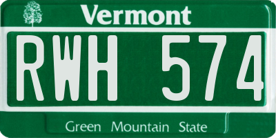 VT license plate RWH574
