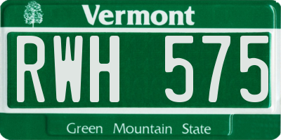 VT license plate RWH575