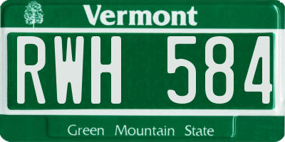 VT license plate RWH584
