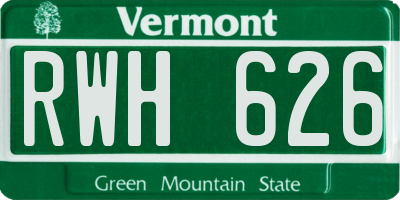VT license plate RWH626