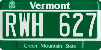 VT license plate RWH627