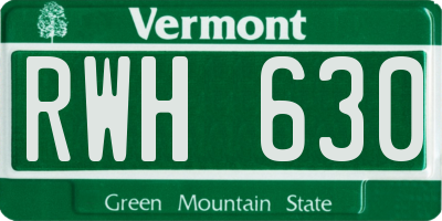 VT license plate RWH630