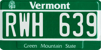 VT license plate RWH639