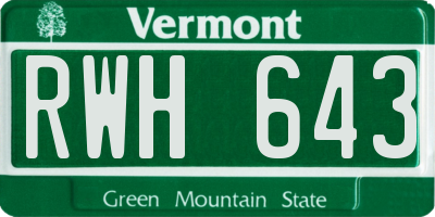VT license plate RWH643
