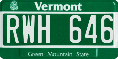 VT license plate RWH646