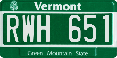 VT license plate RWH651
