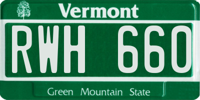 VT license plate RWH660