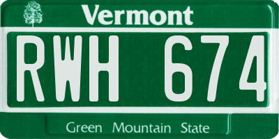 VT license plate RWH674