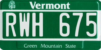VT license plate RWH675