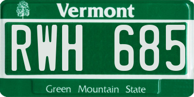 VT license plate RWH685