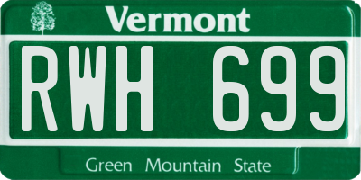 VT license plate RWH699