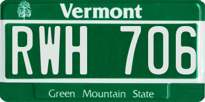 VT license plate RWH706