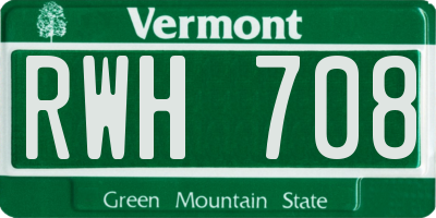 VT license plate RWH708