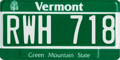 VT license plate RWH718