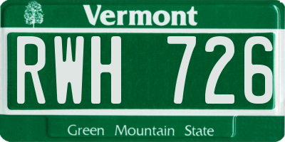 VT license plate RWH726