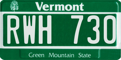 VT license plate RWH730