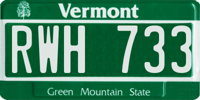 VT license plate RWH733