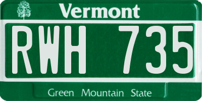 VT license plate RWH735