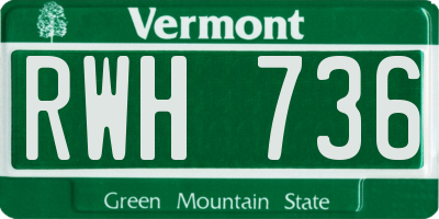VT license plate RWH736