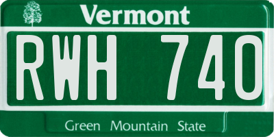 VT license plate RWH740