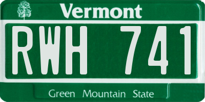 VT license plate RWH741