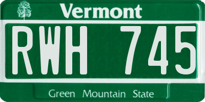 VT license plate RWH745